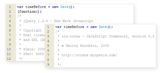 «js-core» and «jQuery»